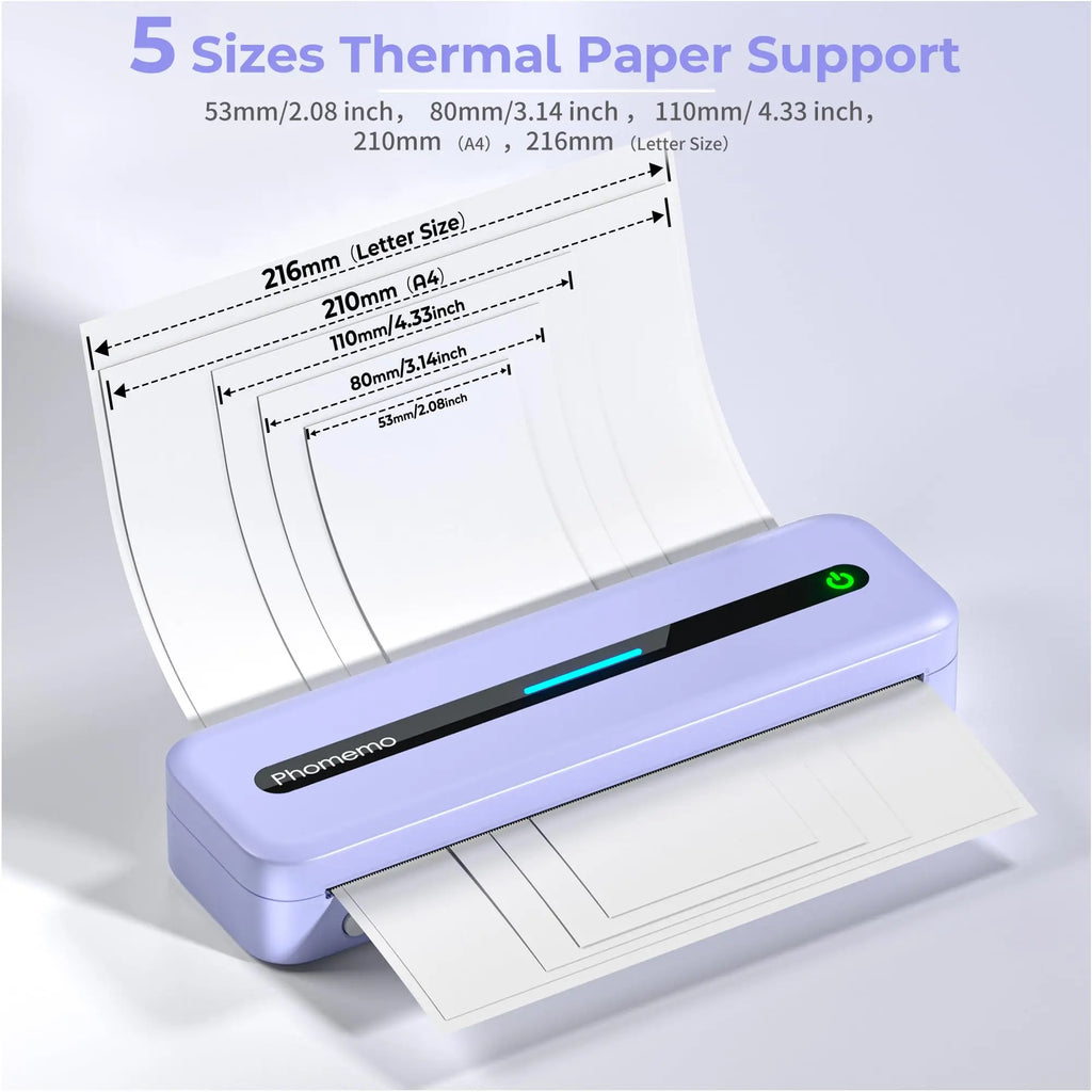 Portable Printer Wireless M832 for Travel and Home Work Use Thermal 300DPI Inkless Mobile Printer Compatible with Android iOS