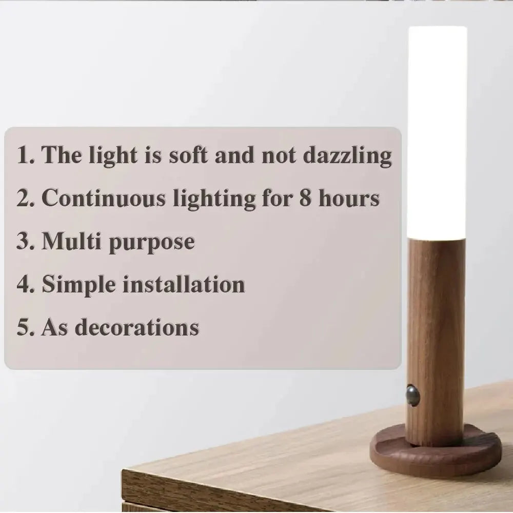 Rechargeable Wall Sconces Magnetic Wall LightsNight Light Motion Sensor Night Lights Wooden Wall Lighting for Bedroom Stair